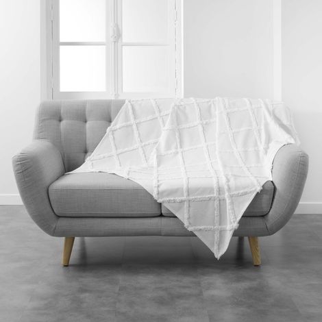 Plaid 125x150cm Calyssa blanc (1/2)