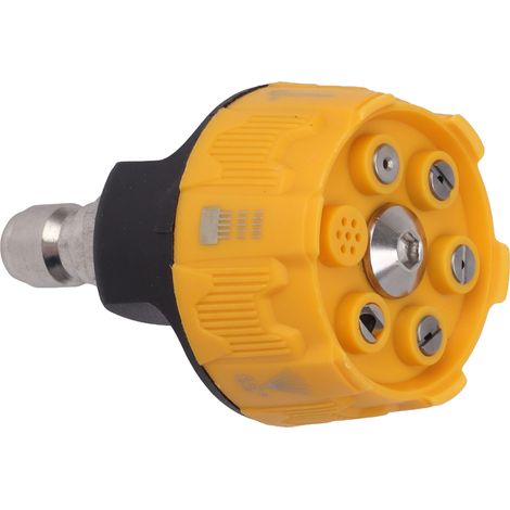 Buse de nettoyeur haute pression 6 en 1 multifonctionnelle et réglable, embout de connexion 1/4", noir et jaune (1/5)
