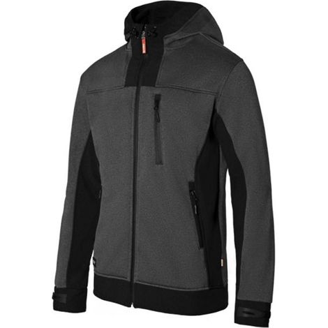 Cazadora Soft Shell Bicolor Con Capucha GRIS OSCURO JASPEADO/NEGRO XS (1/5)