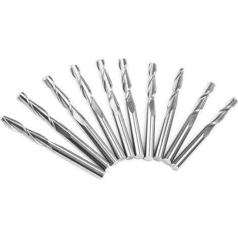 10 Pièces Fraises en Carbure à Bout Sphérique Double Coupe 3.175 x 17mm pour CNC (1/5)