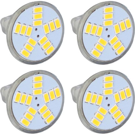 Lot de 4 ampoules LED MR11 5W 15LED 500LM DC12V à culot bipin pour spots, downlights et éclairage paysager - Blanc chaud (CE/ROHS) (1/5)