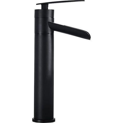 Wasserfallarmatur, Badezimmerarmatur, Einloch-Waschtischarmatur, hohe Einhebel-Badezimmerarmatur, schwarze Badezimmerarmatur für Waschbecken (hoch) (1/4)