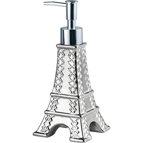 Distributeur De Lotion - Céramique - Forme Tour Eiffel - Motif Relief - Pour Salle De Bain Cuisine Bureau - 1 Pièce (1/5)