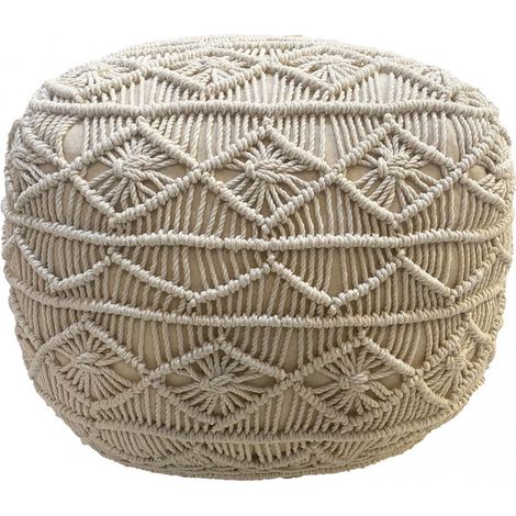 Pouf seduta 45x45x45 cm rivestito in cotone effetto corda