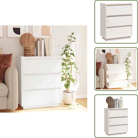 Buffet Blanc 60x34x75 cm Bois massif de pin - Buffet - Meuble De Rangement - Commode - Bibliothèque - Bois Massif (1/5)