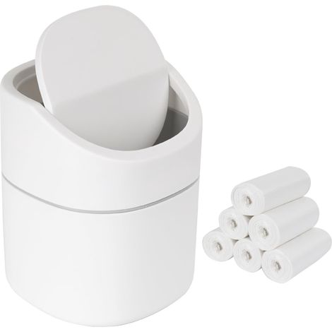 Mini poubelle de table de 2 l avec 180 sacs poubelles, blanc (1/5)