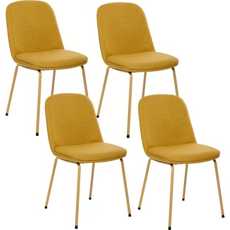Lot de 4 chaises en tissu et pieds métal NEORA