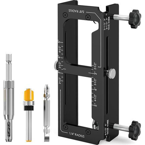 Dima per fresatura di cerniere per porte in lega di alluminio, compatibile con cerniere da 2,5 a 5 pollici, raggio di 1/4 o 5/8 di pollice, nera (1/5)