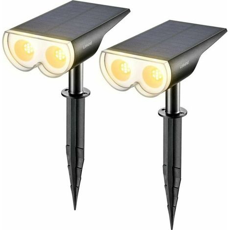Tigrezy Solarstrahler für den Außenbereich, Linkind LED-Solarleuchten, wasserdicht IP67, 650 lm, verstellbarer Solarstrahler mit 2 Beleuchtungsmodi, warmes Licht für Garten, Hof, Auffahrt, Weg, 2er-Pa (1/5)
