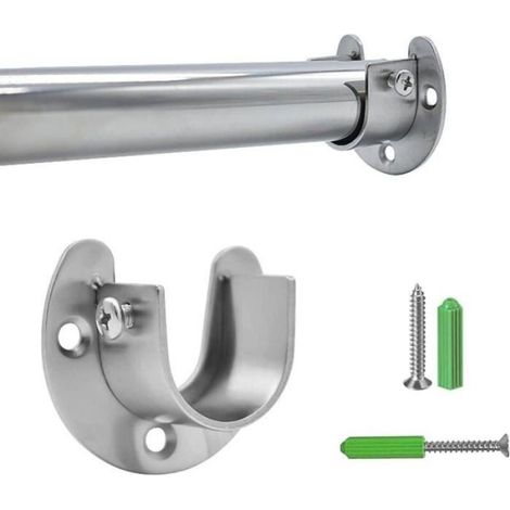 Support de Tringle en Acier 4 Pices Support de Tringle Penderie en Acier Inoxydable Tube Rond 25 mm Douilles de Tringle (1/4)