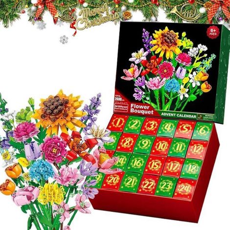 Calendrier de l'Avent de Noël 2025 Bouquet Cube 24 jours de Noël 2024 Bouquet de tournesols Coffret surprise (1/5)