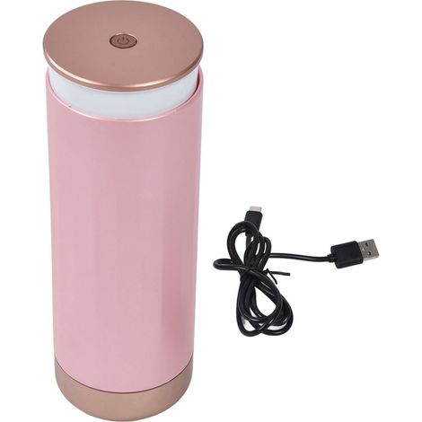 Boîte de Rangement pour Pinceaux de Maquillage Rose avec Chargement USB Type C, Affichage LED Portable et Couvercle Anti-Poussière (1/5)