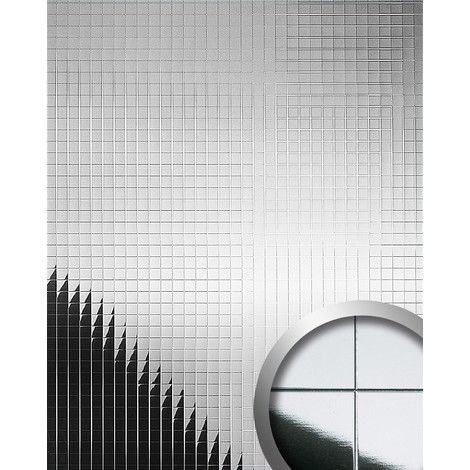 WallFace 27379 M-STYLE Wall panel decor plate interior wallcovering self-adhesive metal mosaic mirror silver 0.96 sqm (1/4)