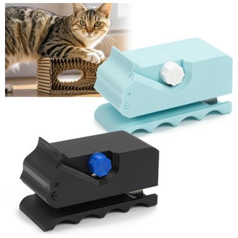 Découpeuse de 2 pièces pour Chat Scratch Board, de Carton imprimée manuellement en Forme de 3D et découpeuse de Bande de Carton pour lit de Chat Fait à la Main (Noir + Bleu) (1/5)
