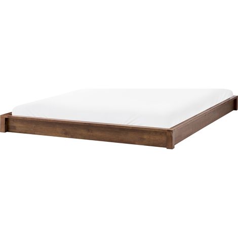 Cama con somier minimalista de madera 160 x 200 cm sin cabecero marrón oscuro Antras
