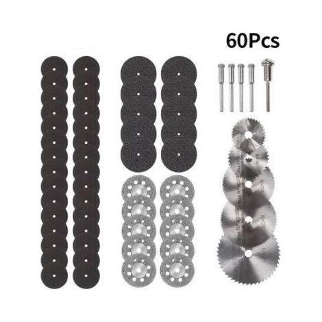 60 Pcs Mini Disque Diamant à Tronçonner Mini Lame de Scie Circulaire HSS Mini Disque de Coupe pour Bois Verre Plastique Métal Pierre (1/5)