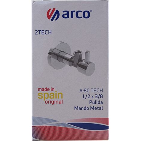 Arco – Robinet de WC mâle 1/2' et 3/8' – Vanne d'angle en laiton – Finition chrome poli – Pression 16 bar – Système VITAQ