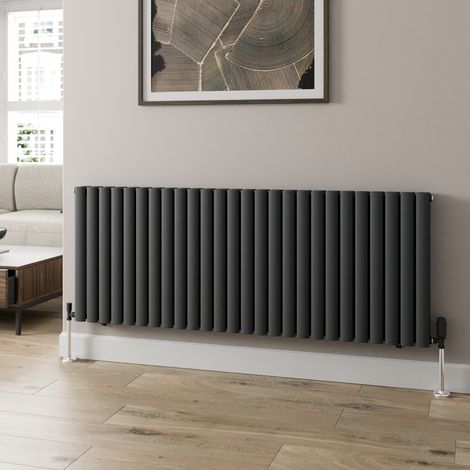 600x1560mm Designer Radiator Horizontal Anthracite Oval Column Rads Double Panel (1/5)