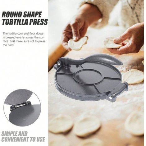 Presse tortillas 22cm,aluminium,pain plat,quesadillas/pizzas,chapati,argenté. (1/5)