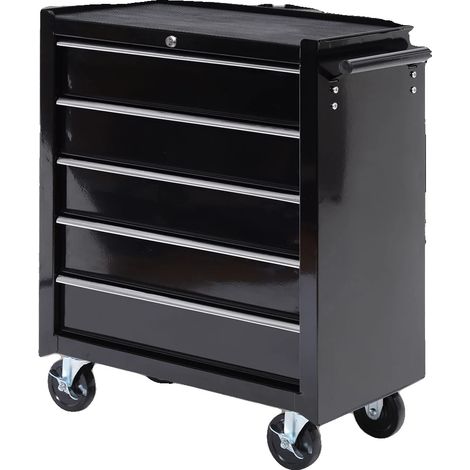 Werkzeuglagerungsschrank, Stahlkonstruktion, 5 Schubladen, 61,6L x 33B x 75H cm, abschließbares Design, 4 Rollen (1/5)