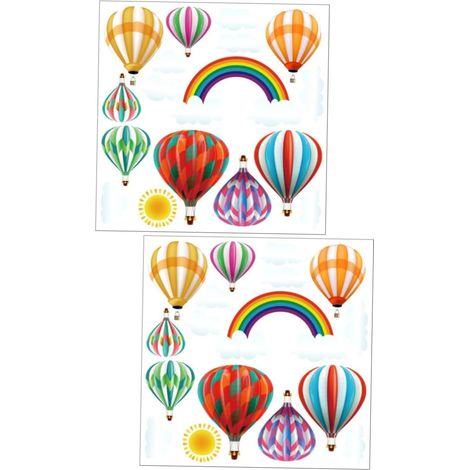2 Feuilles Sticker montgolfière décor pour sticker mural montgolfière ballon à air chaud stickers Autocollant mural de pièce stickers muraux chambre PVC Colorful (1/5)