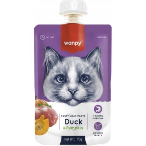 Wanpy Cat Pasta aromatizzata Patty cremoso per gatti 90 g - Anatra e zucca 90 g