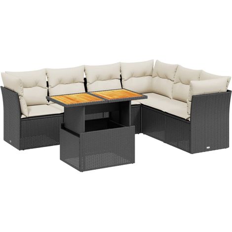 Maison Exclusive - Set Divani da Giardino con Cuscini 7pz Nero Polyrattan (1/5)