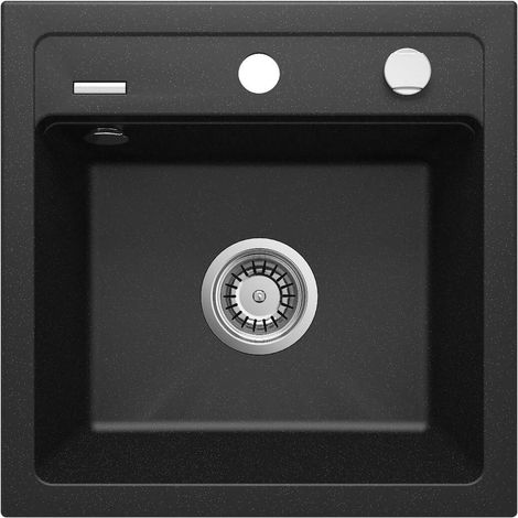 Lavello cucina in granito con 1 vasca 44x44 cm grafite metalizzata - Zeno