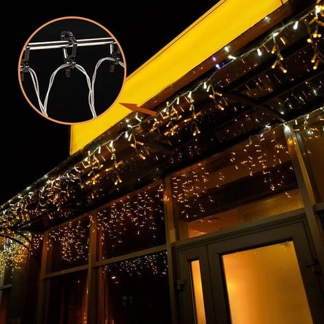 120 guirlandes lumineuses de Noël noires avec crochets pour sapin, à fixer à l'extérieur. (1/5)