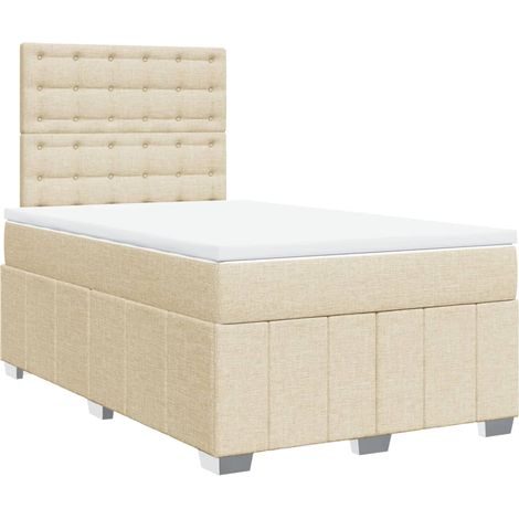 Maison Exclusive - Giroletto a Molle con Materasso Crema 120x200 cm in Tessuto