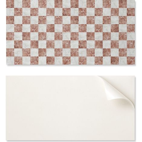 Panel decorativo de vinilo con gr谩ficos para cocina o ba帽o, 100x50 cm, dise帽o de tablero de ajedrez de m谩rmol.