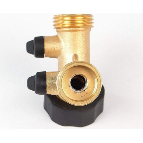 Raccord En Y - 2 Voies Avec Robinets À Boisseau Sphérique - Filetage Fémelle 3/4 Pouces Et 2 Filetages Mâles 3/4 Pouces - Pour Raccordement De 2 Appareils - 1 Pièce (1/5)