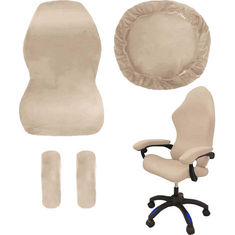 Housses de Chaise de Gaming Lot de 4,nsemble Housse Fauteuil Gamer avec Housses d'accoudoirs/couvertures de Dossier de Chaise/Housse de siège de Chaise,Convient aux chaises de jeu (Couleur beige) (1/5)