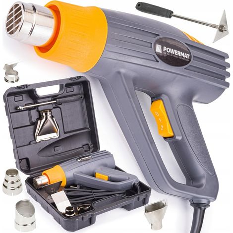 Pistola de calor eléctrica de 2000 W, 2 velocidades, 4 boquillas (juego)