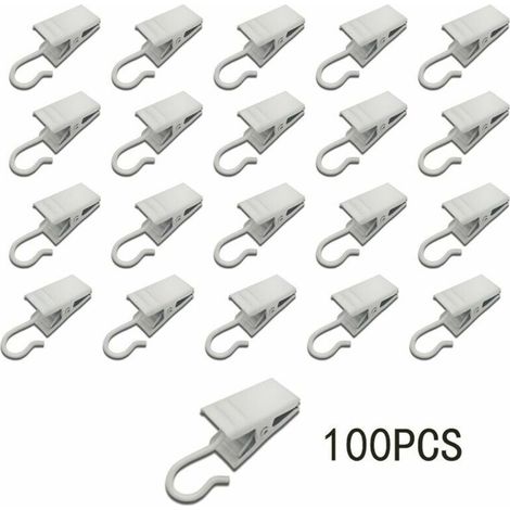 100pcs pinces à rideaux en métal crochets crochets de suspension légers fournitures de décoration de fête (blanc) (1/4)
