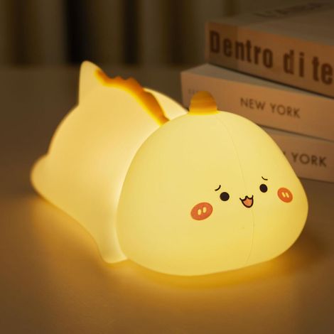 Veilleuse Dinosaure Kawaii pour Enfants - Lampe en Silicone Mignonne, 2 Niveaux de Luminosité, 7 Couleurs Rechargeable, Commande Tactile - Idéale pour la Chambre, la Crèche, Cadeau pour Bébé et Enfant (1/5)