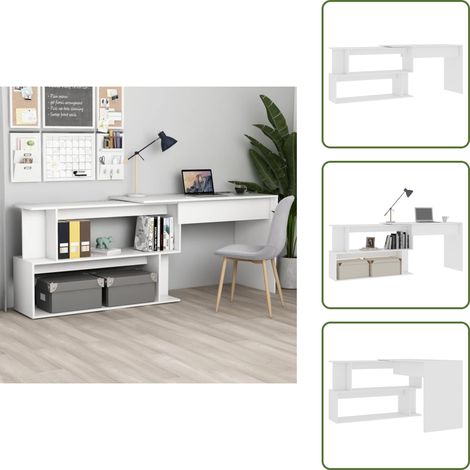 Drehbarer Schreibtisch - vidaXL Eckschreibtisch Weiß 200x50x76 cm Holzwerkstoff - Schreibtisch mit Fachern