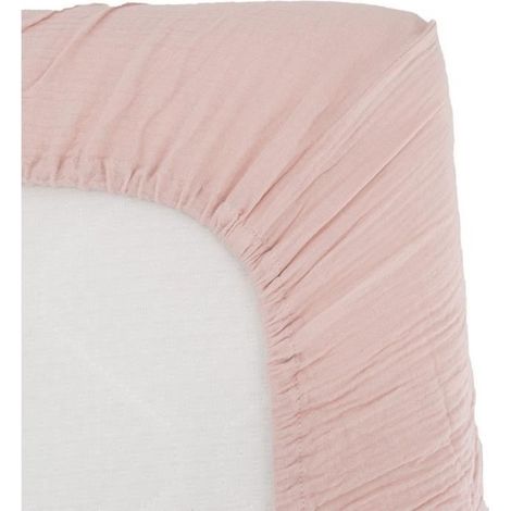 Funda de colchón en muselina de algodón - DOMIVA - 60x120 cm - Rosa antiguo - Muselina de algodón