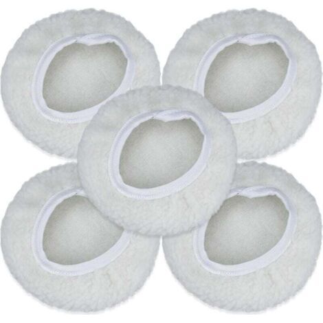 Lot de 5 Bonnet de Polissage, 125-150mm Kit Auto Disque Polissage Bonnet en Laine Tampons de Cirage pour la Plupart des Polisseurs de Voiture