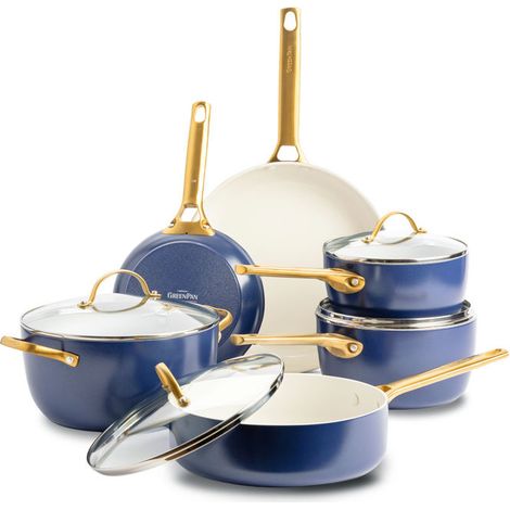 GreenPan CC008493-001 Padova Reserve Set di pentole e padelle 10 pezzi con rivestimento ceramico antiaderente senza PFAS adatto per induzione colore Blu