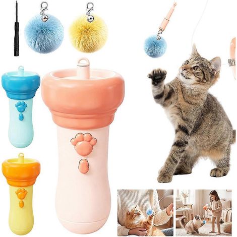 Canne à pêche électronique pour chat, jouet de pêche électrique interactif pour chats d'intérieur, rechargeable par USB, jouet de pêche réaliste avec mouvements automatiques, rose (1/4)