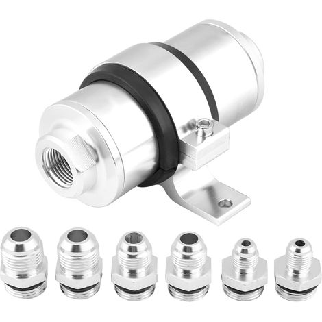 Filtre à essence universel en aluminium billet noir 30 microns, support inclus, pour conduite de carburant AN6/AN8/AN10 argenté (1/5)