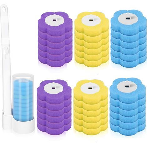 Brosse WC jetable - Montage mural - Avec 36 produits de nettoyage - Recharges - Chwamm - Têtes de rechange - Brosse WC avec produit de nettoyage pour salle de bain (1/5)