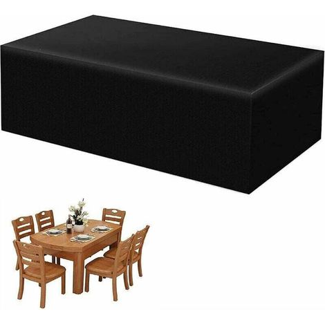 Gartenmöbel-Abdeckung, wasserdicht, winddicht, UV-beständig, robustes 420D Oxford-Gewebe, Schutzhülle für Tisch, Gartentisch-Abdeckung, rechteckig – Schwarz 220 x 120 x 80 cm