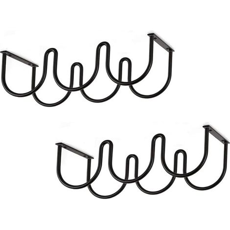 Lot de 2 porte bouteilles à vin suspendus dimensions 38 x 15 x 11 cm en fer pour rangement et présentation de 3 bouteilles dans cave cuisine ou salle à manger couleur noire (1/5)