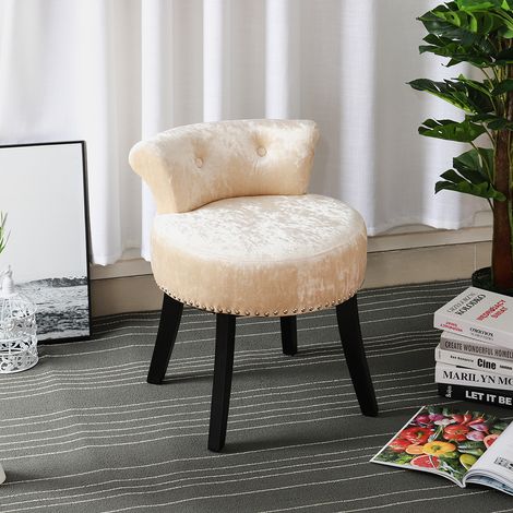 Crush Velvet Dressing Table Desk Studded Edge, Beige