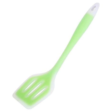 Hitzebeständiger Silikonspatel mit perforiertem Design und ergonomischem Griff für antihaftbeschichtetes Kochen und Backen. (1/4)