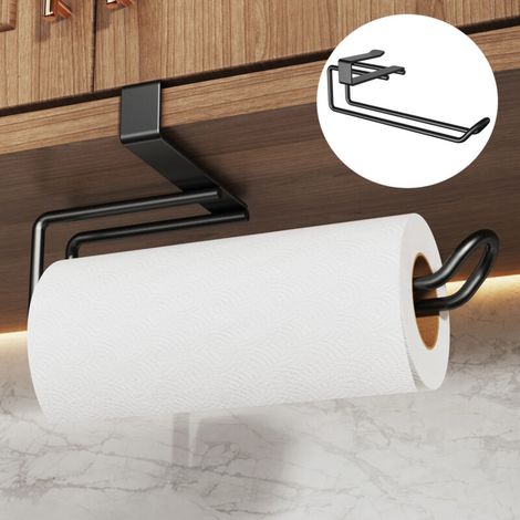 [NEVER USED] Stainless steel kitchen paper towel holder without perforation, storage rack for paper towels and plastic wrap, black