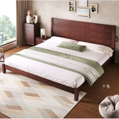 Bett 180x200 Bettgestell mit Kopfteil Braun HAVRYA (1/5)
