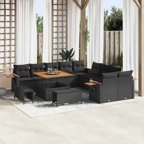 Conjunto de sofás de jardín 13 uds. 13-Número de plazas Negro vidaXL (1/5)